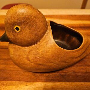 vintage duck planter ceramic brown drip glaze